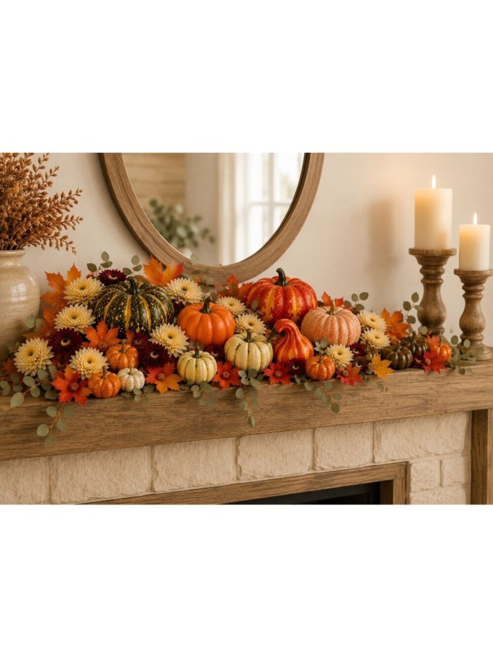14 Artificial Mini Pumpkins and Gourds with 30 Maple Leaves, Fall Harvest Decor, - Picture 6 of 8